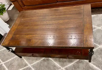 Solid wood center table 50x30x20 inch … with two drawers and castor wheels