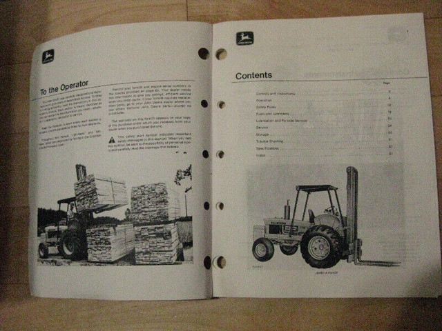 John Deere 380& 480-A Forklift operators manual in Heavy Equipment Parts & Accessories in Truro - Image 3