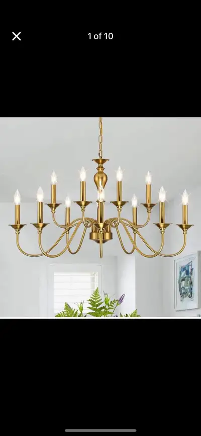 Brand new in box 12 Light Gold Farmhouse Chandeliers for Dining Room Light Fixtures Over Table,Indus...