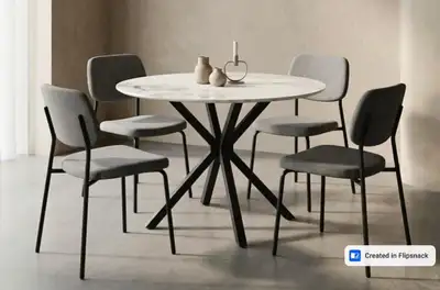 Modern Round Dining Table and 4 Chairs, View more