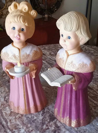 Pr MINT 18" Vintage Hand Painted Ceramic Choir Children Statues!