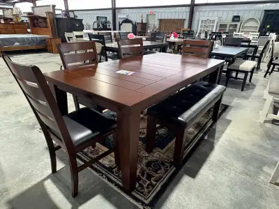 Discount Offer !! Dining table with 4 chairs and bench, View more