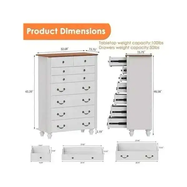 Beautiful 8 Drawer Dresser, heavy duty wardrobe  in Dressers & Wardrobes in Markham / York Region - Image 3