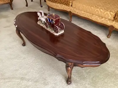 FRENCH PROVINCIAL COFFEE TABLE AND PAIR OF END TANLES. 158, View more