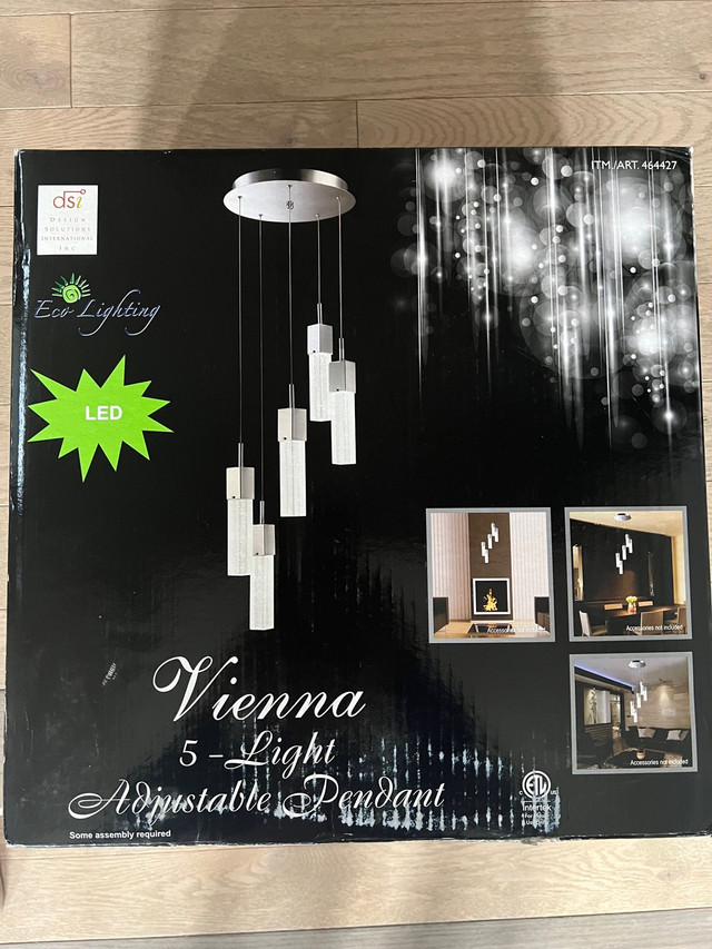LED Vienna 5- light adjustable pendant in Indoor Lighting & Fans in Winnipeg