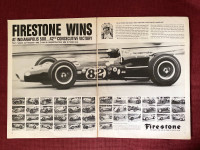 1965 Firestone Racing Tires Large 2-Page Original Ad