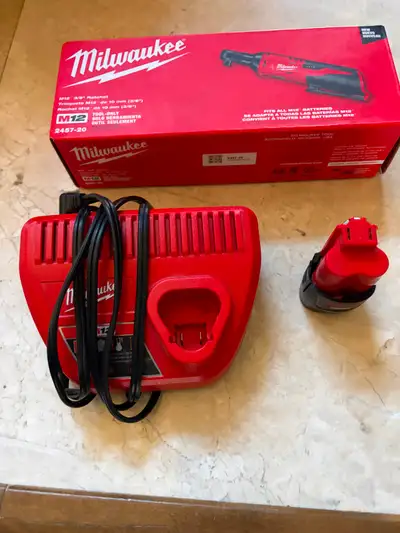 Brand New Milwaukee M12 Cordless 3/8 Ratchet, Battery and Charge, View more