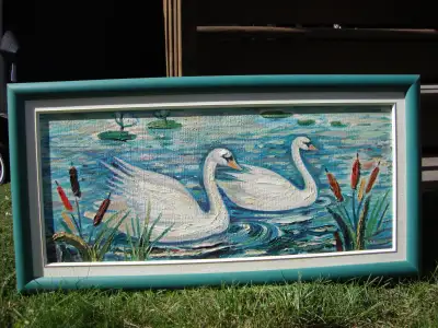 Tableau vintage/rétro de cygnes (Artiste: M. Gaudreau), View more