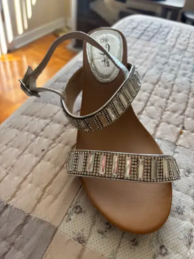 silver sandles size 39wedgy heal, View more