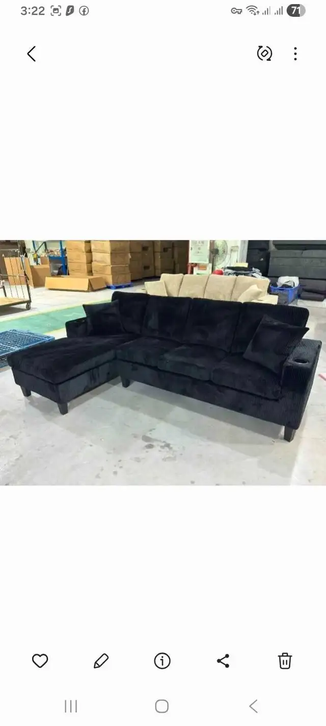 Sectional Corduroy 4 seater couch in Couches & Futons in Markham / York Region - Image 2
