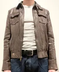 Scotch & Soda leather bomber jacket - BROWN