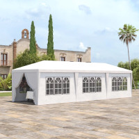  10' x 28' Party Gazebo Tent, Portable Folding Wedding Tent, Gar