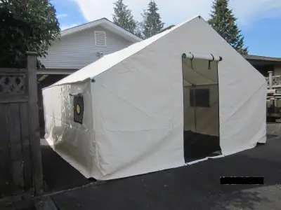New Wall Tent 12x14 with Alum frame and Canvas covered Porch, View more