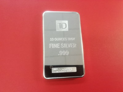 TD   10 Troy      Ounces Fine Silver Bar .999, View more