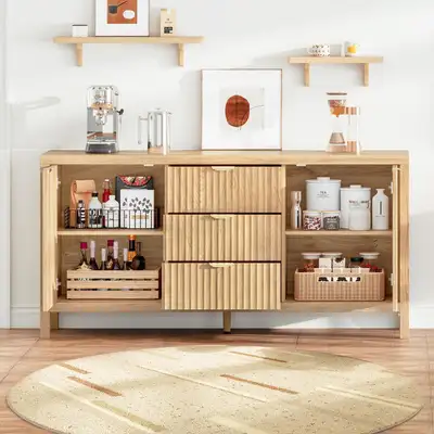 Storage Cabinet Sideboard Large Buffet with 2 Doors 3 Drawers, View more