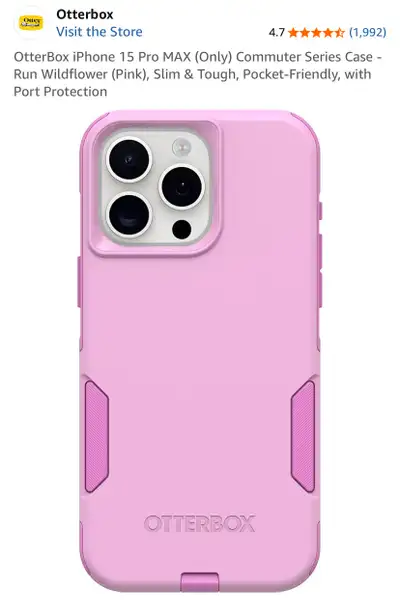 OtterBox iPhone 15 Pro MAX Commuter Series Case (Pink), Slim, View more