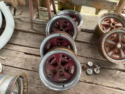 4 used 15x6 Pontiac rally rims .All 5 bolt 5” bolt circle. Located in port Elgin asking $50.00 each....