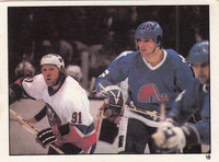 1982-83 OPC STICKER # 18 PETER STASTNY GAME ACTION nordiques