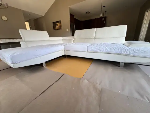 Large L- Shaped Artificial leather  white Sofa. in Chairs & Recliners in Kingston - Image 8