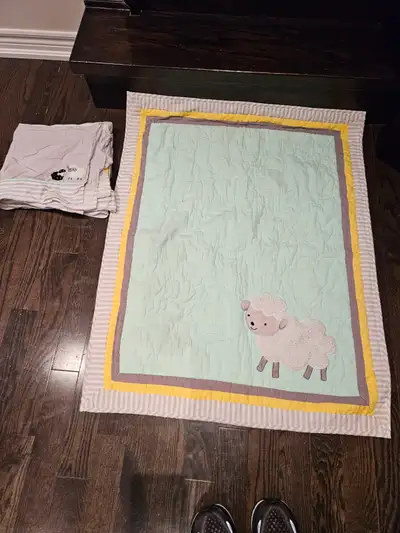 Crib baby blanket and bed skirt, View more