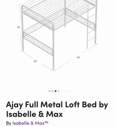 Isabelle & Max Ajay Full Metal Loft Bed - White, View more