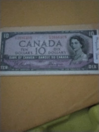 1954 Canada $10 Devil's Face. Error Note.
