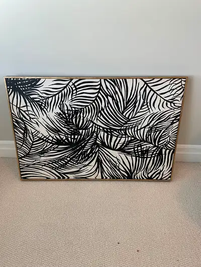 Black and white palm leaves framed wall art, View more