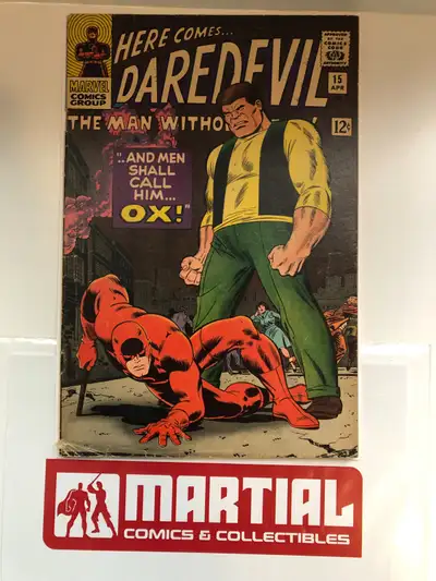 Daredevil comic book issue 15. Approx 4.0 raw grade condition with off-white pages, tanning, bottom...