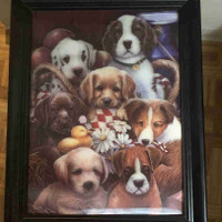 3D Home Wall Art Decor, Dogs with Holographic Frame 