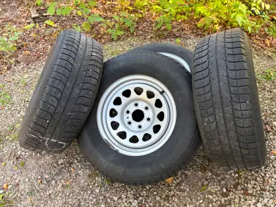 4 steel wheels complete with Michelin X ice tires. Tires are 265/70 R17 with 7/32 thread. Available...