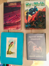 4 vintage books: Martian Chronicles, War of The World, Peter Pan