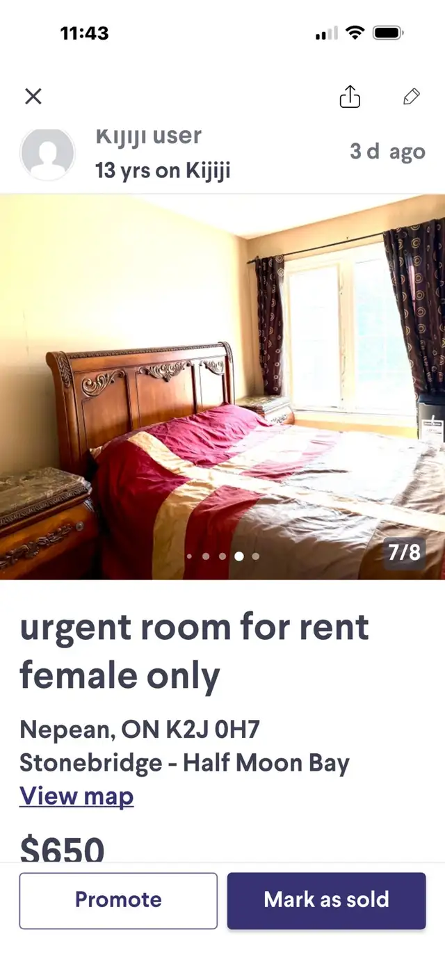 Urgent All included furnished room for rent female only
