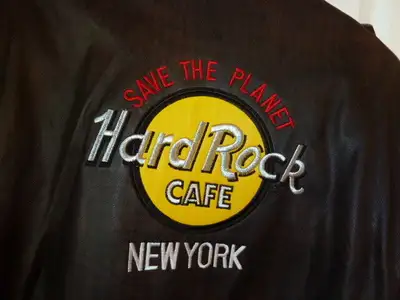 Leather Bomber Style Jacket from the Hard Rock Café in New York City Never Worn - Beautiful Brand Ne...