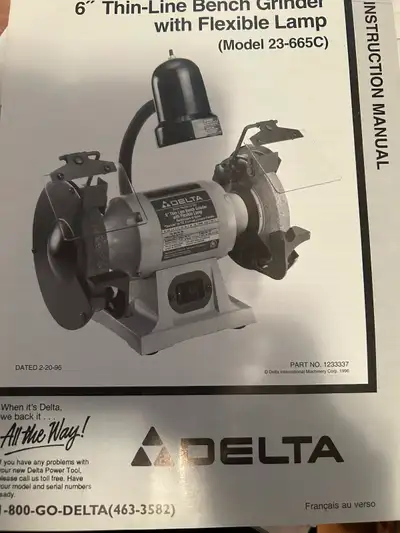 6” thin-line Delta bench grinder with flexible lamp. $100 obo