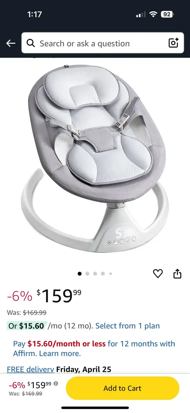 baby swing chair. 0 to 1 year, we had for 2 months in Feeding & High Chairs in Stratford - Image 3