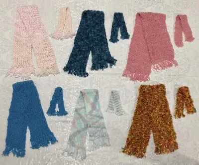 My doll and me" OOAK matching knitted scarves, View more