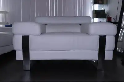 White GENUINE leather Sofa Chair, View more