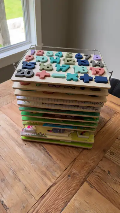 Melissa & Doug Wooden Puzzle Set with Storage Rack, View more
