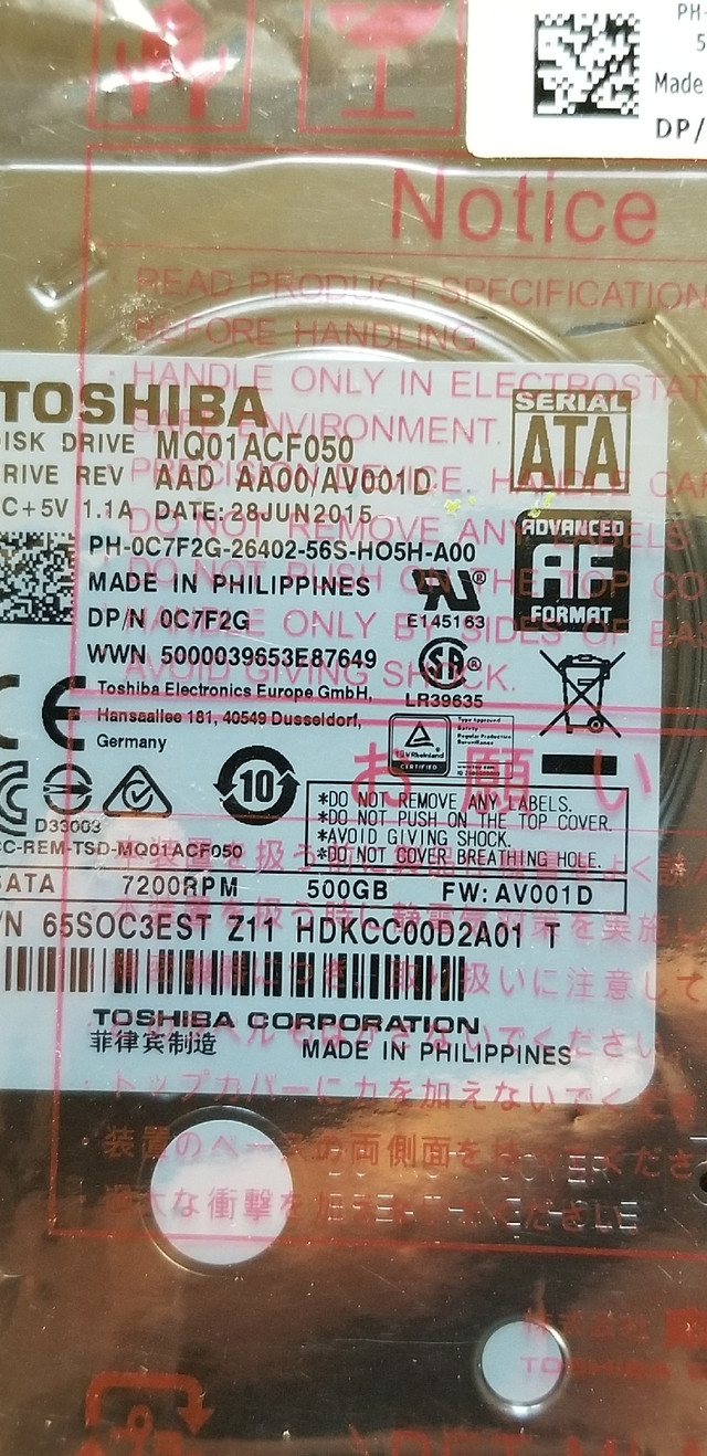 Toshiba Harddrive's lot x4 500GB 500GB 320GB 250GB in Other in Winnipeg - Image 4