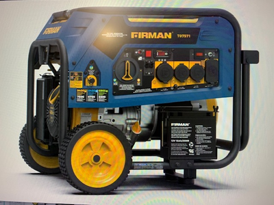 Generator can run on gasoline, propane or natural gas. Starting watts: 9400 Running watts: 7500 on g...