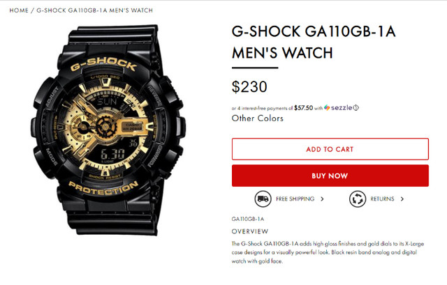 G-SHOCK MEN'S WATCH - Black and Gold - Mint in Jewellery & Watches in Ottawa - Image 3