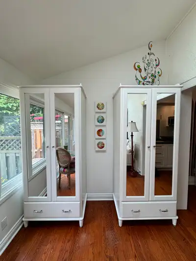 White IKEA TYSSEDAL Wardrobe / Armoire – Mirrored Doors (x2), View more