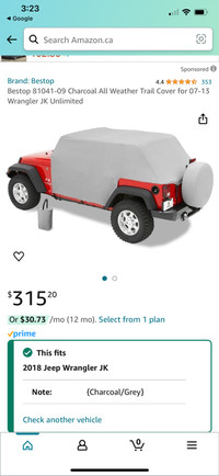 BesTop all weather trail cover for ‘07 to ‘18 Jeep JK (4 door)