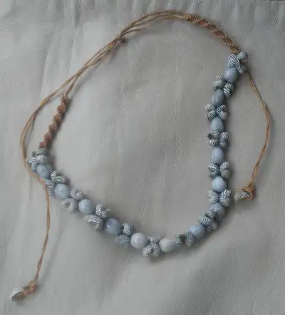 Enjoy all 10 vintage necklaces for $60 or as individually marked. 1. Corded macrame necklace of Job'...