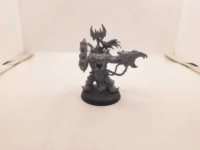 Warhammer 40k primed Gray/Blk Ork Assault on black reach warboss, View more