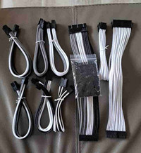 EzDIYFab ATX braided PC PSU extension cables White, Black, Grey