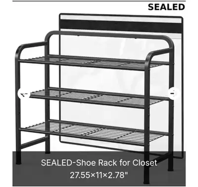 New Heavy Duty 3-Tier Metal Shoe Rack - Black, View more