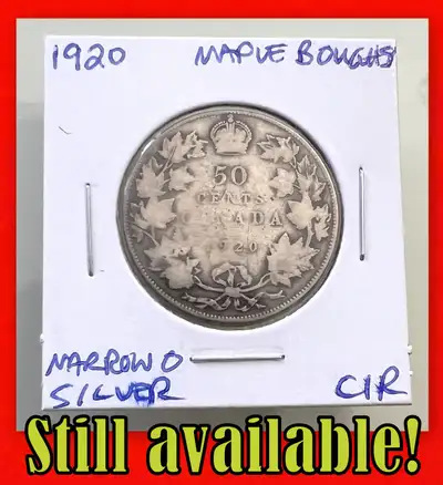 1920 Canada 1/2 Dollar Silver Coin King George V!, View more