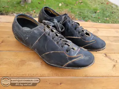 A pair of early leather baseball cleats in excellent original condition. Nice piece for display.