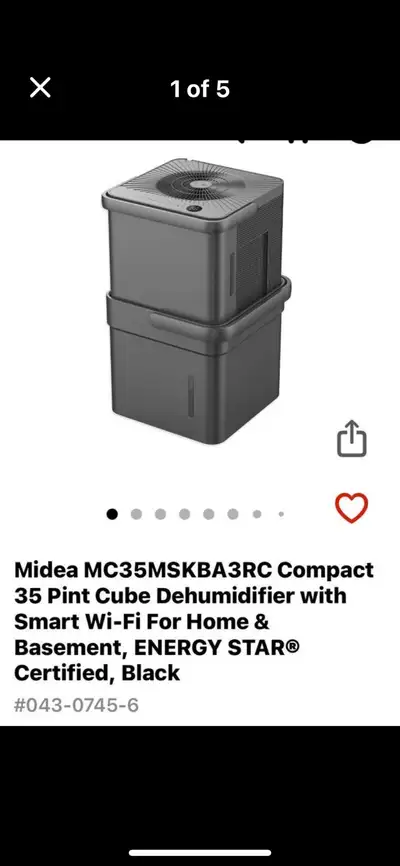 This Midea MC35MSKBA3RC compact dehumidifier is perfect for maintaining optimal humidity levels in y...